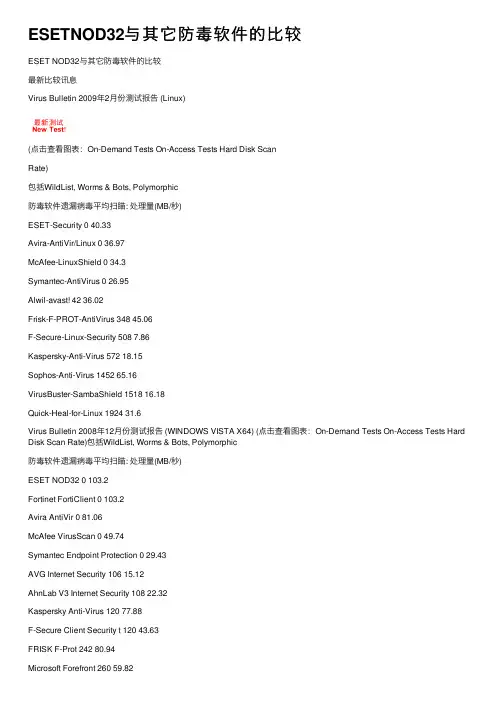 ESETNOD32与其它防毒软件的比较