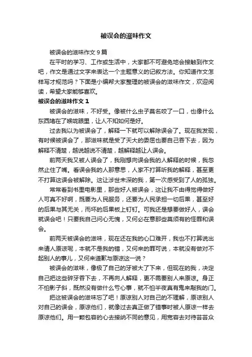 被误会的滋味作文9篇