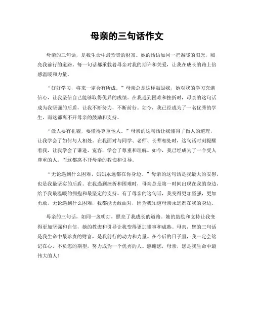 母亲的三句话作文