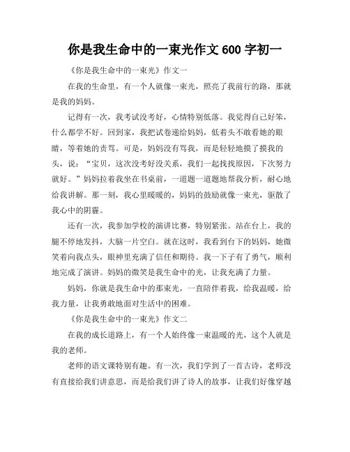 你是我生命中的一束光作文600字初一