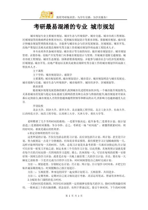 考研最易混淆的专业 城市规划