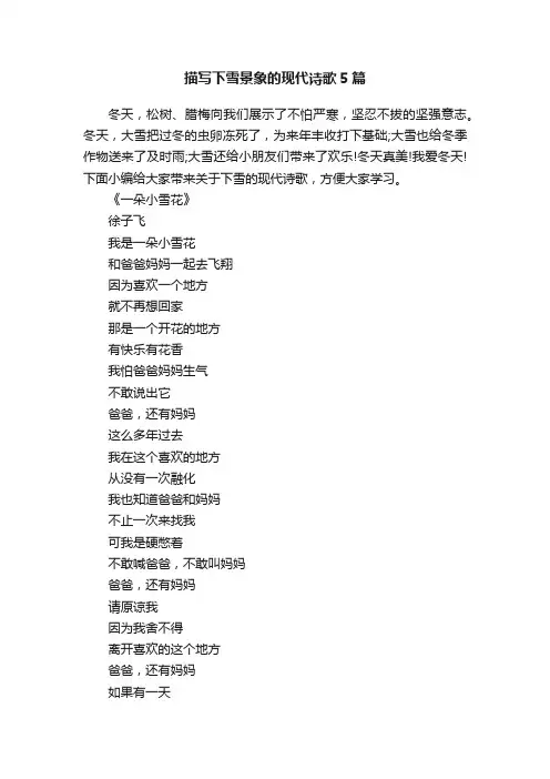 描写下雪景象的现代诗歌5篇