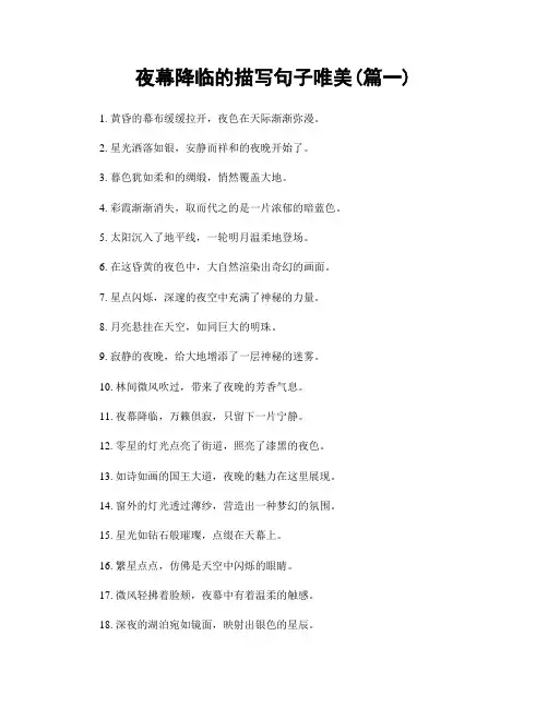 夜幕降临的描写句子唯美(精选两篇)