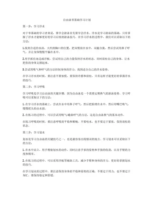 自由泳零基础学习计划