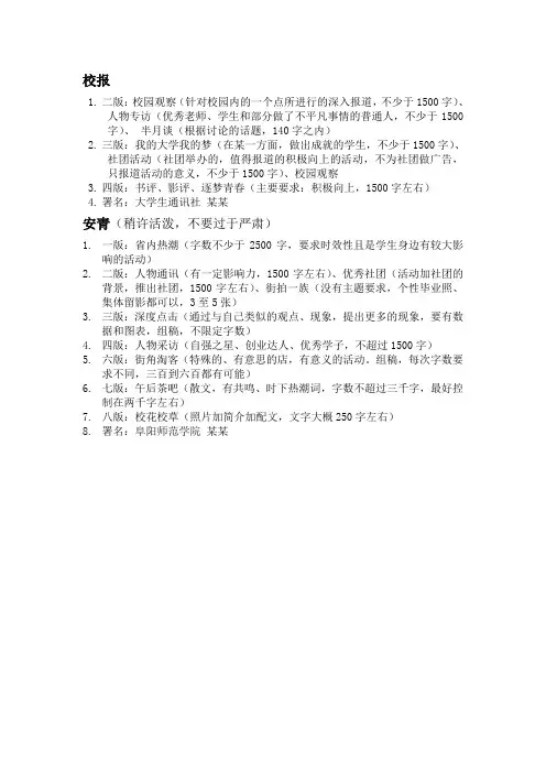 校报及安青供稿类型及要求