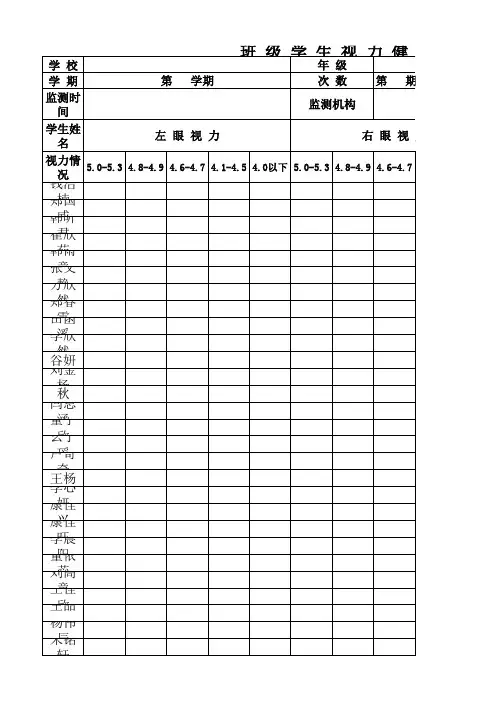 19天津班级学生视力健康档案(汇总样表)