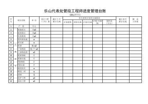 工程 进度管理台账