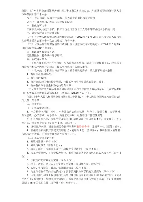许可事项：民办技工学校、民办职业培训机构设立审批