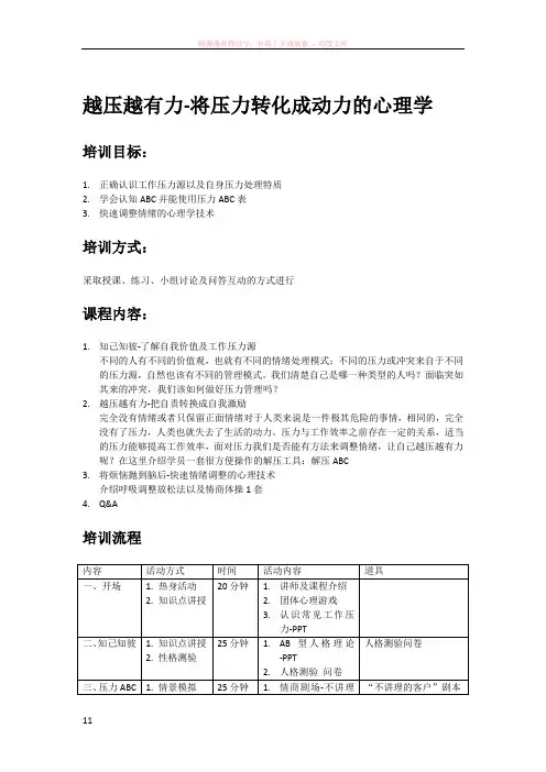 压力管理课程大纲—李骥