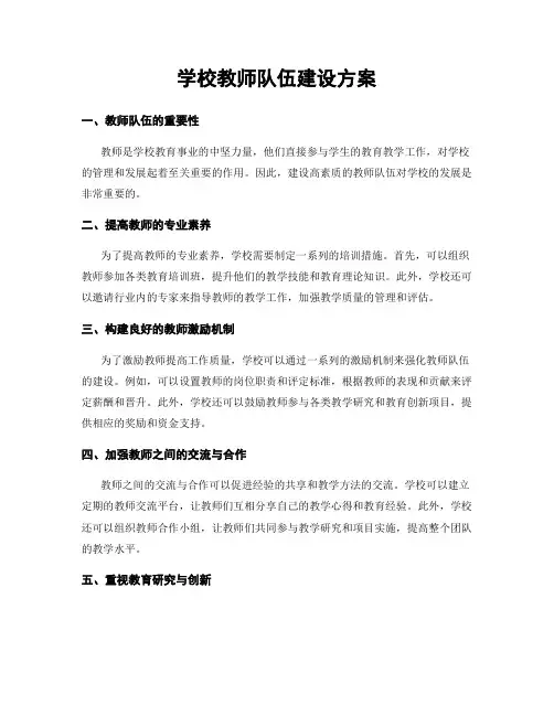 学校教师队伍建设方案
