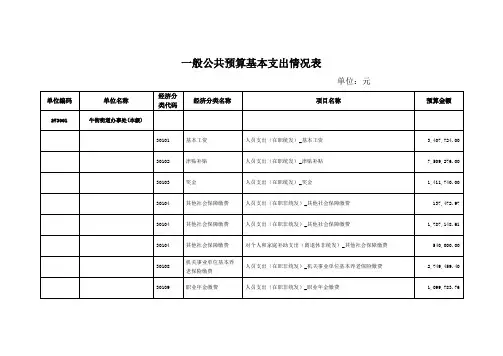 一般公共预算基本支出情况表