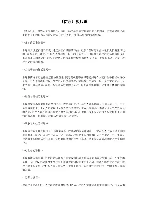 使命观后感1000字