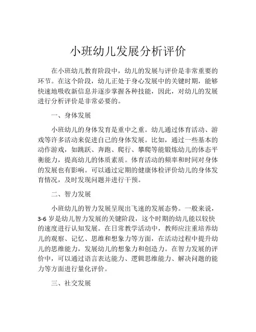 小班幼儿发展分析评价