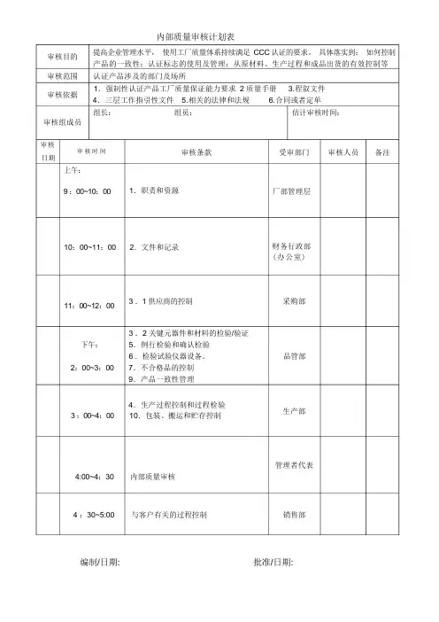审核计划与检查表(新)