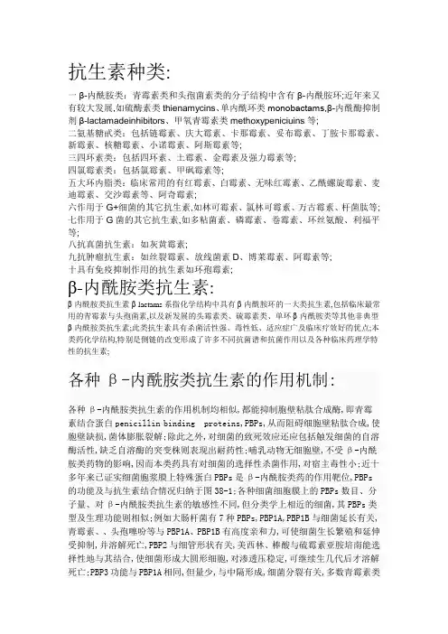 抗生素种类及作用和机制