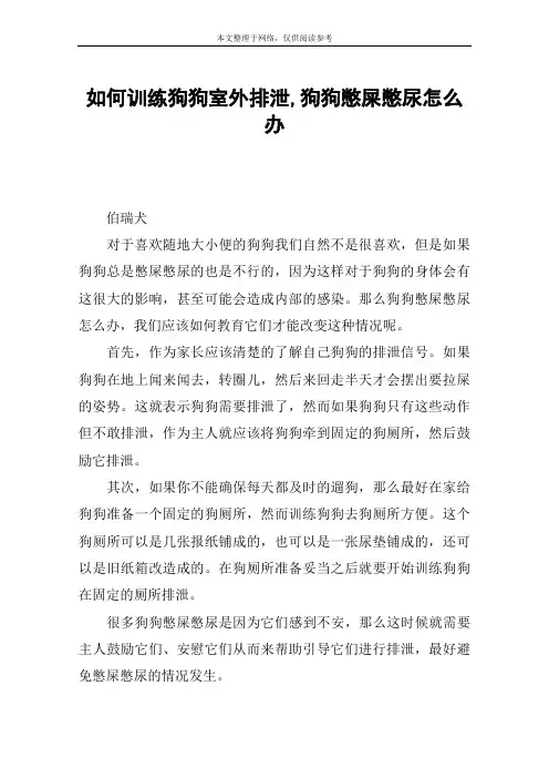 如何训练狗狗室外排泄,狗狗憋屎憋尿怎么办