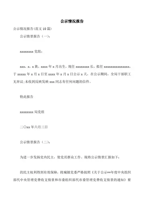 公示情况报告