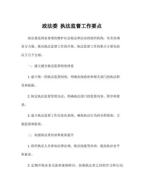 政法委 执法监督工作要点