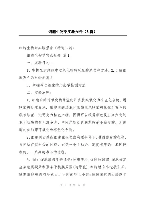 细胞生物学实验报告(3篇)