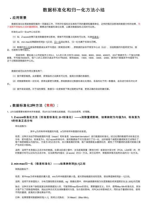 数据标准化和归一化方法小结