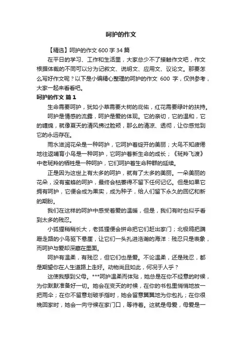 【精选】呵护的作文600字34篇