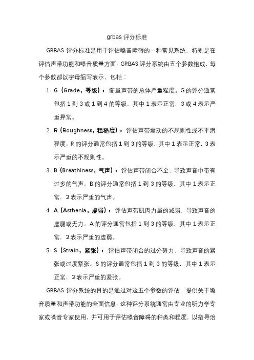 grbas评分标准