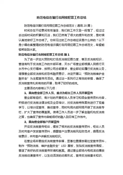 防范电信诈骗打击网络犯罪工作总结范文（通用20篇）