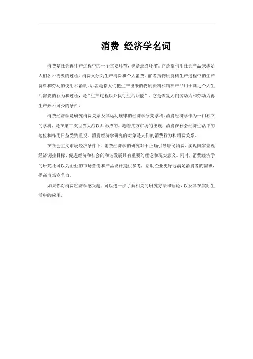 消费 经济学名词