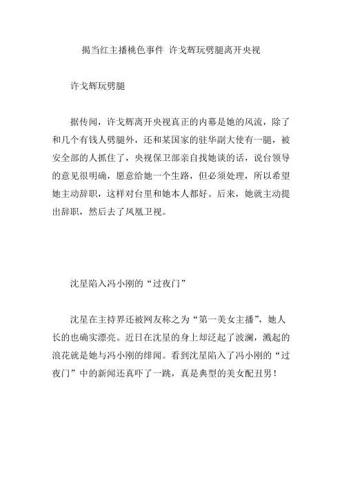 揭当红主播桃色事件 许戈辉玩劈腿离开央视