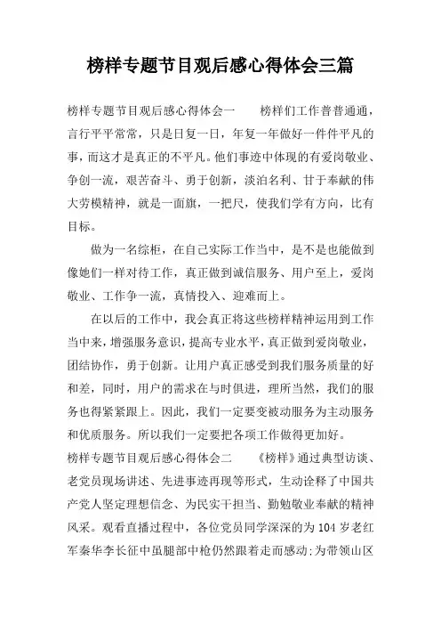 榜样专题节目观后感心得体会三篇