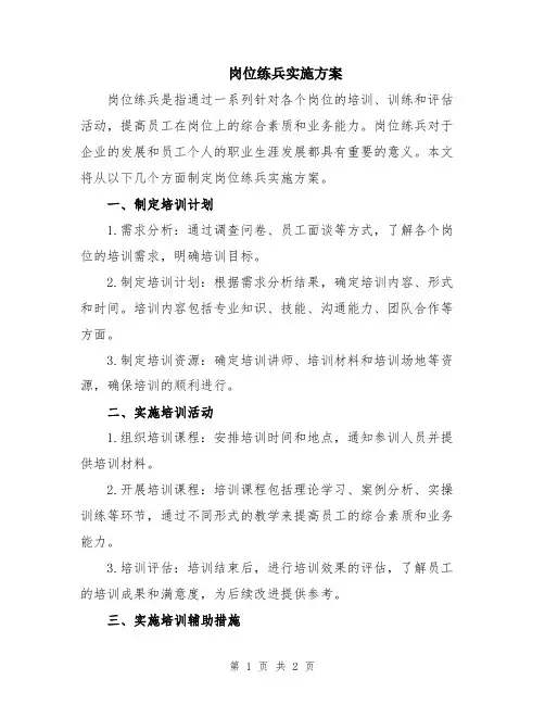 岗位练兵实施方案