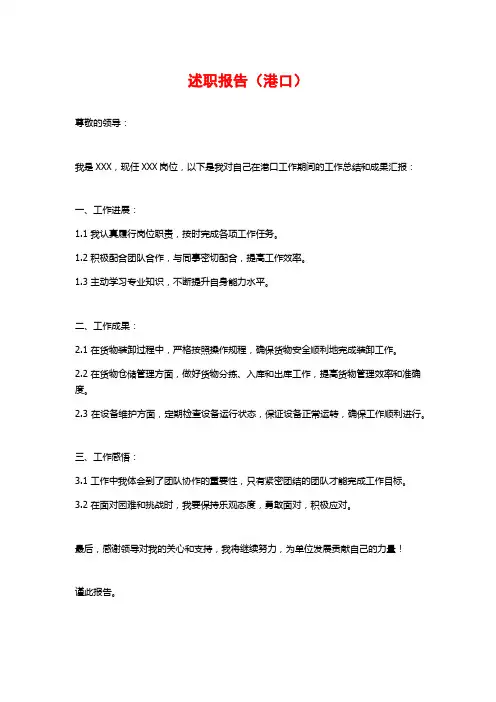 述职报告(港口)