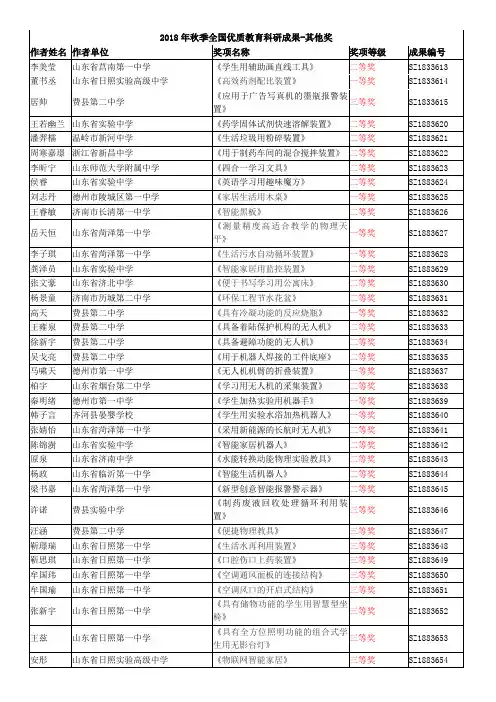 2018年秋季全国优质教育科研成果-其他奖
