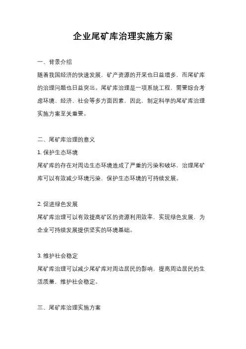 企业尾矿库治理实施方案