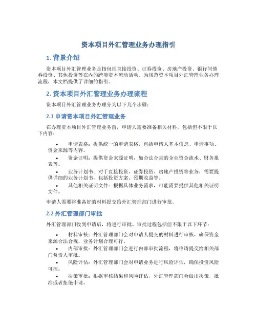 资本项目外汇管理业务办理指引