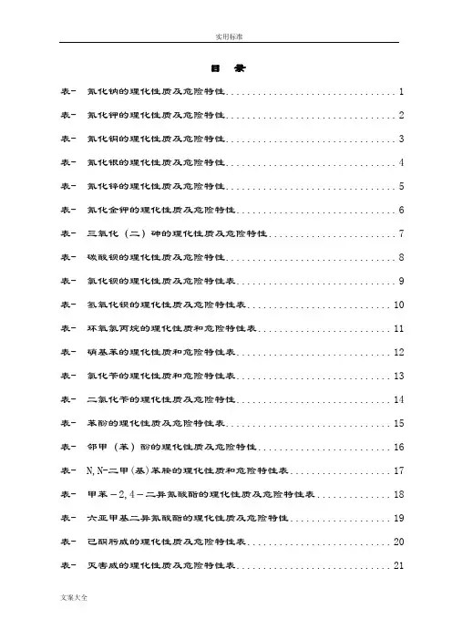 危险化学品特性表第6类     有毒品