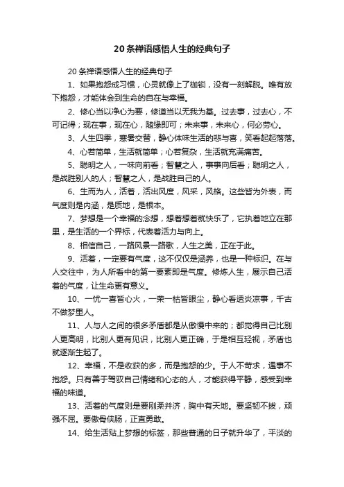 20条禅语感悟人生的经典句子