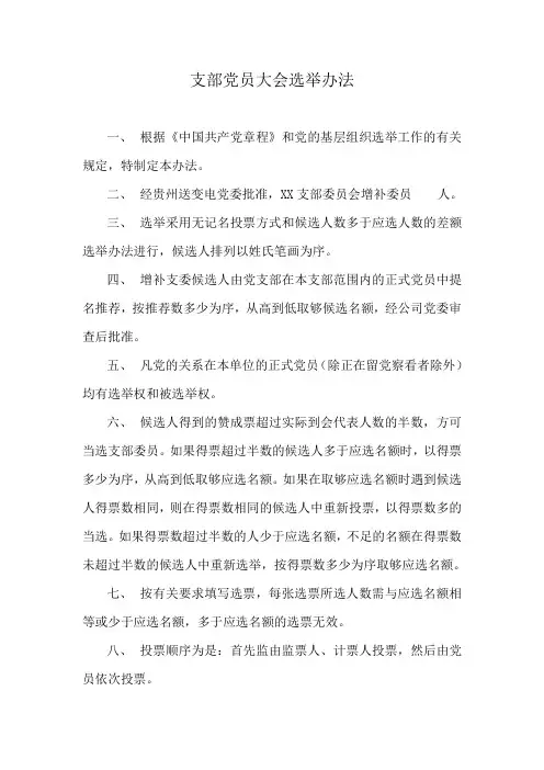 党支部换届选举办法