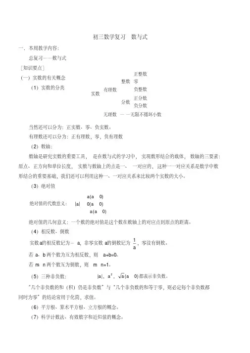 2020初三数学复习-数与式（知识点讲解）