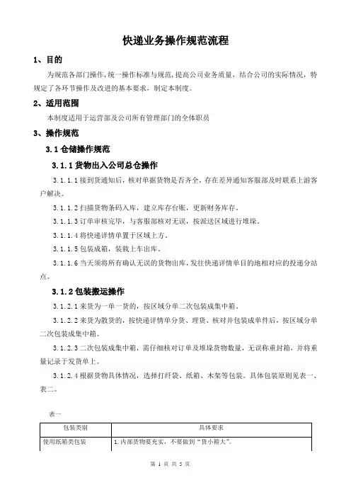快递业务操作规范流程