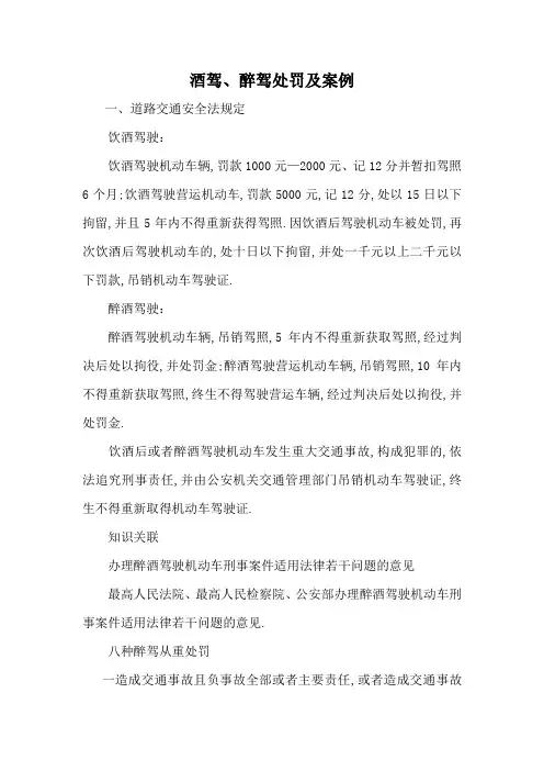 酒驾醉驾处罚及案例