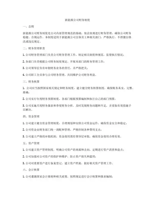 新能源公司财务制度