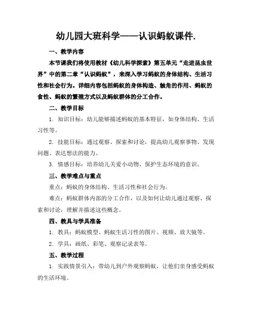 幼儿园大班科学——认识蚂蚁课件.