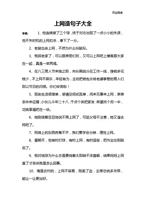 上网造句子大全