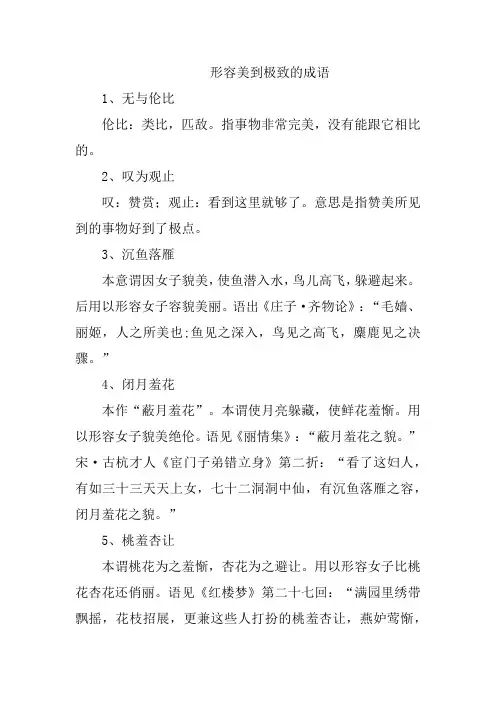 形容美到极致的成语