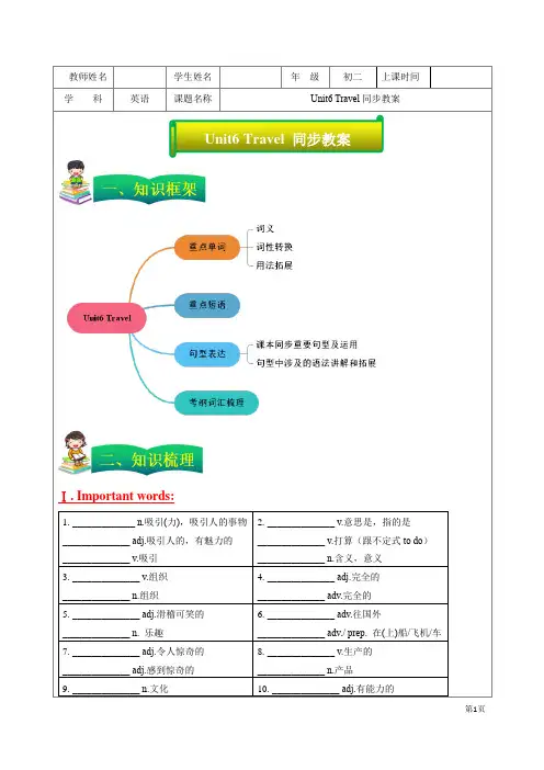 春季13-八年级英语培优版-下册Unit6 Travel-学生版