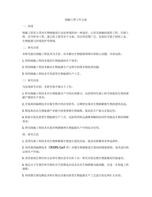 细胞工程工作方案