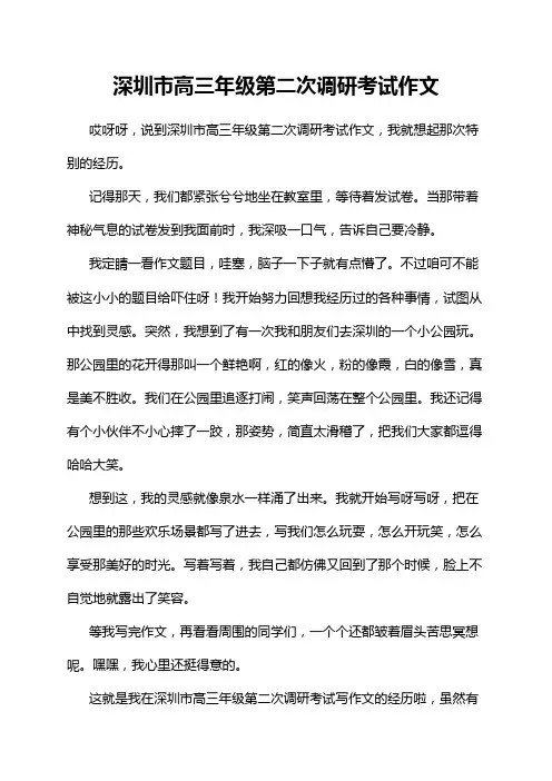 深圳市高三年级第二次调研考试作文