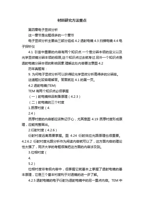 材料研究方法重点
