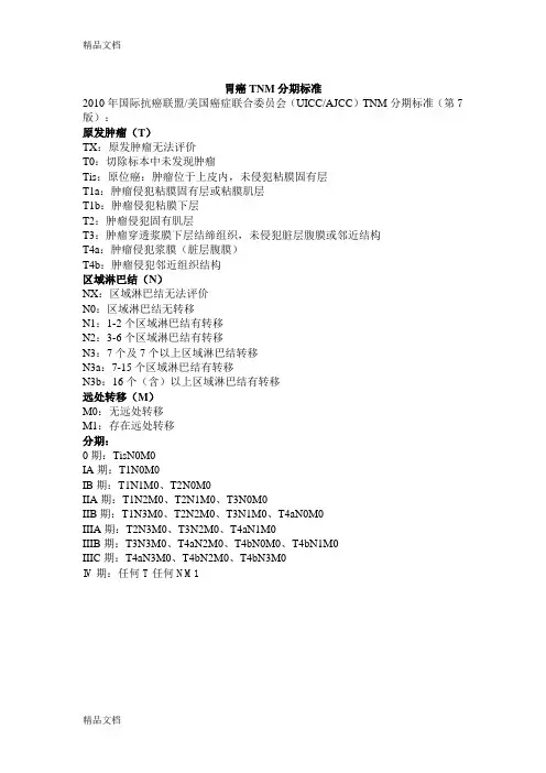 最新临床肿瘤TNM分期标准大全(第八版)